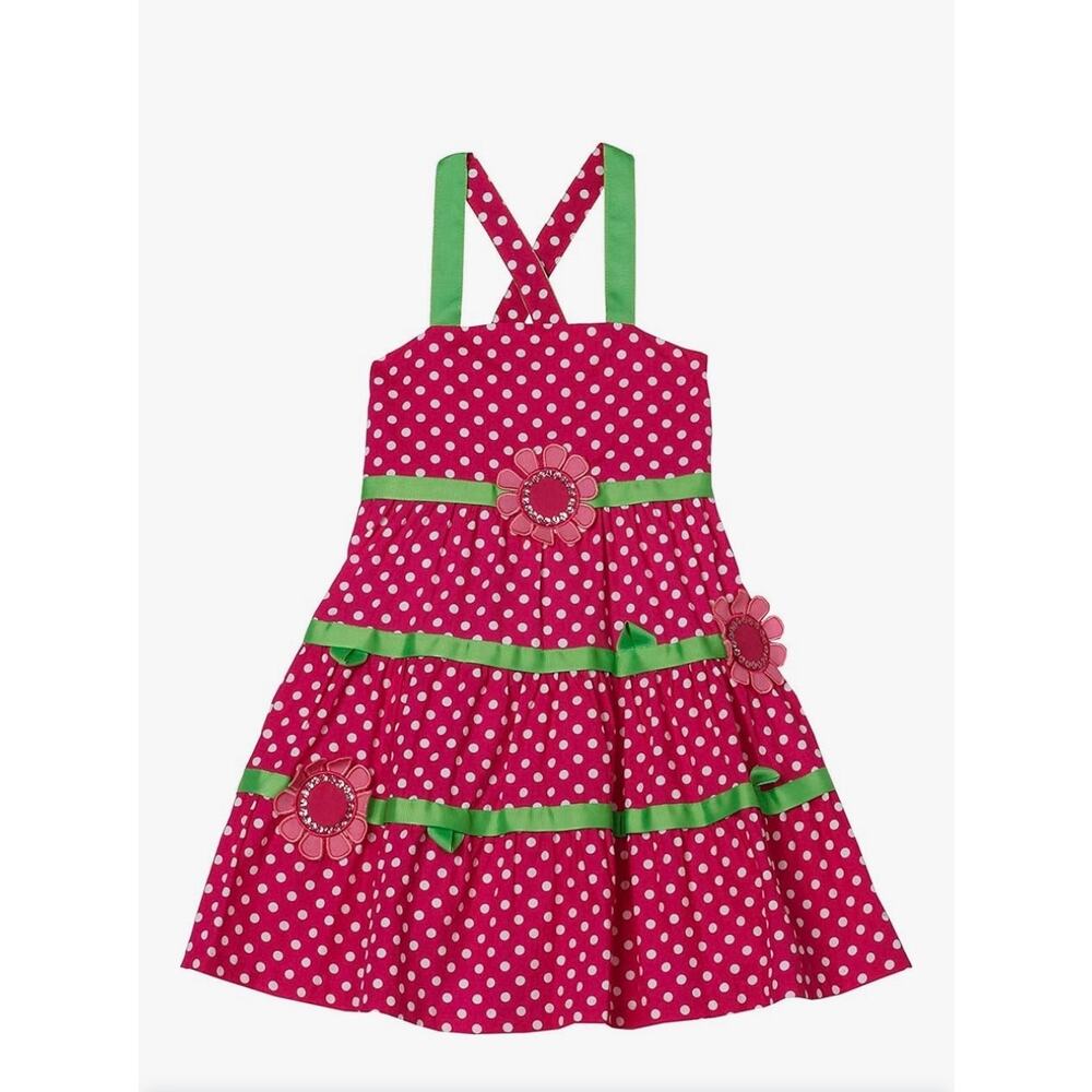 Bonnie Jean Pink and Polka Dot Dress Size 5